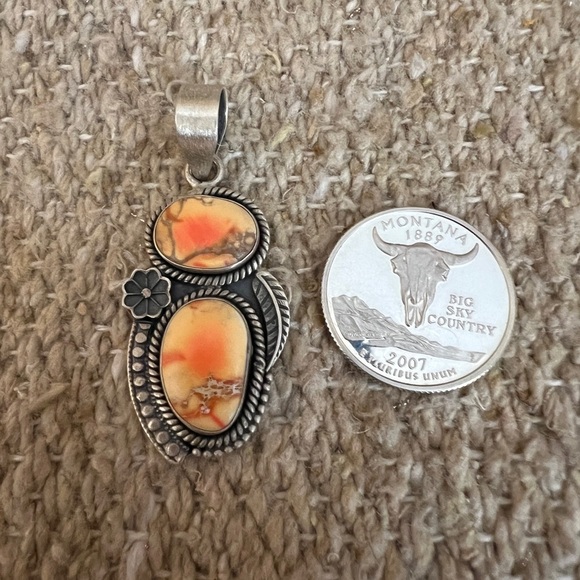 ❤️ Sea Sediment Jasper Statement Navajo Brushed 925 Pendant 2.04”L Unisex 9.5G - Picture 4 of 13